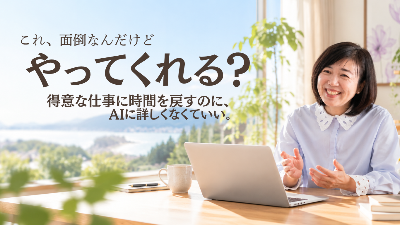 広沢まゆみがノートパソコンを前に笑顔で話している写真